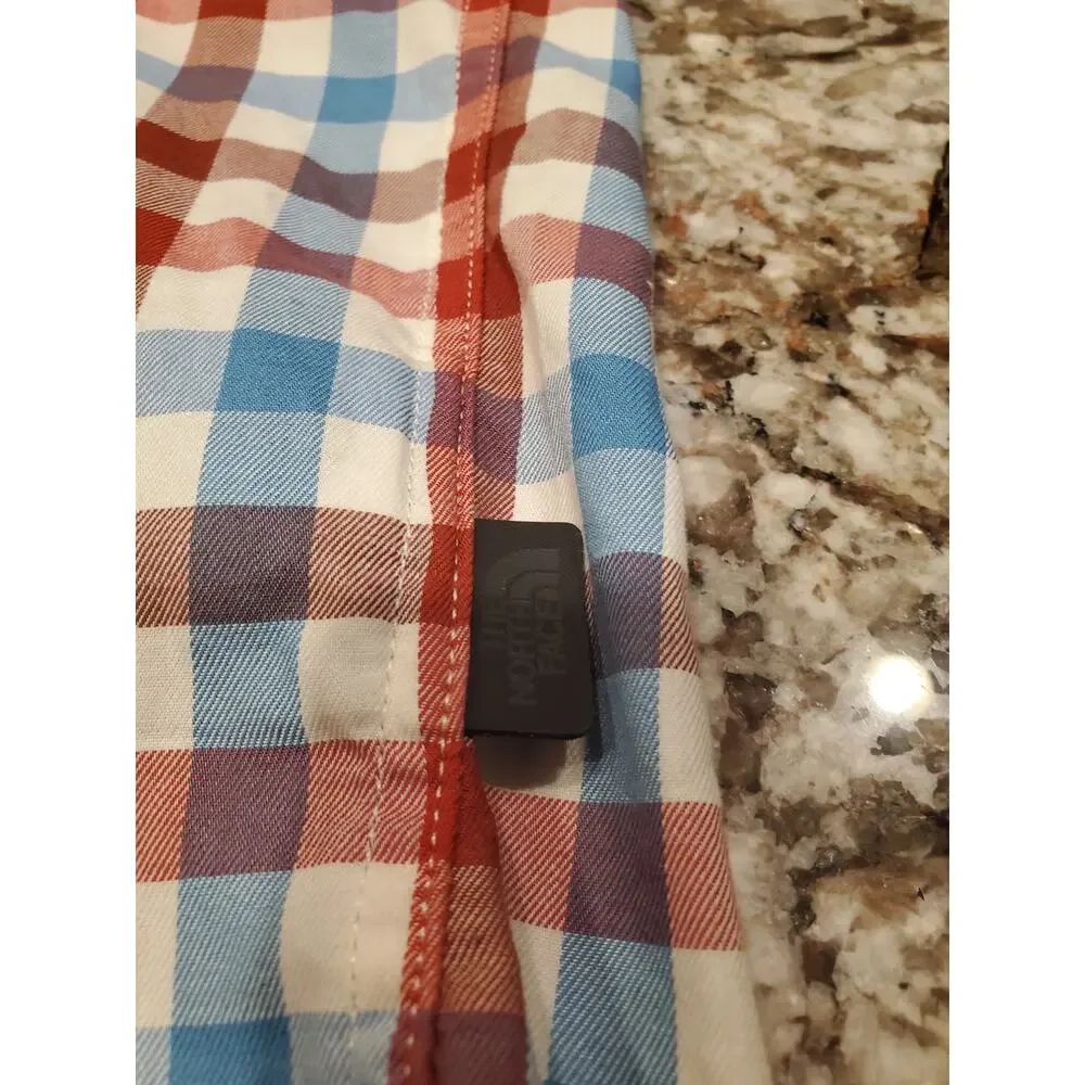 The‎ North Face Mens XL Button Up Shirt Red Blue Plaid Outdoor Casual Trailcore